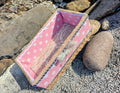 Pink Polka Dot Burlap Jute Decorative Organizer Tray, Rectangular Lined Lace, 1 Pack